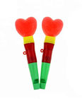 Hard Heart Pattern Flashing Candy Assorted Fruit Flavor Whistle Stick